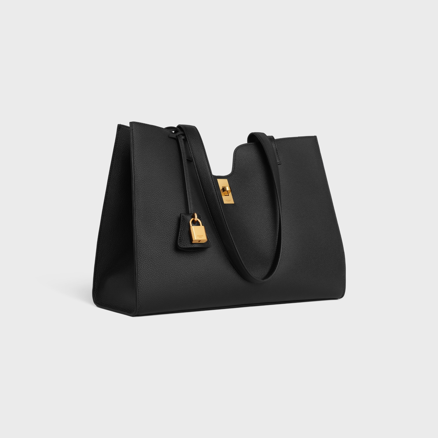 SOFT CABAS TOTE BAG, GRAINED CALFSKIN – BLACK