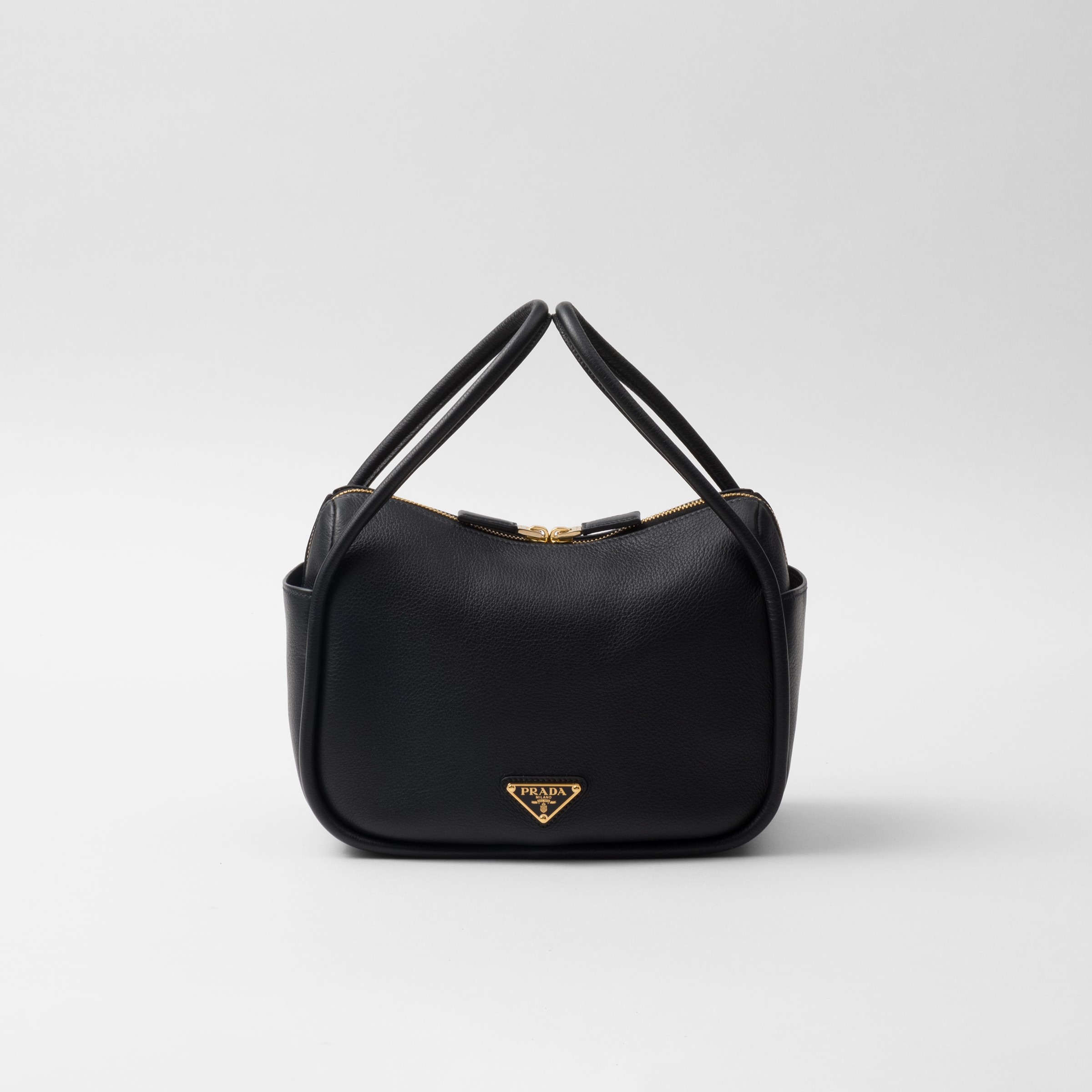 LEATHER HANDBAG, CALFSKIN – BLACK