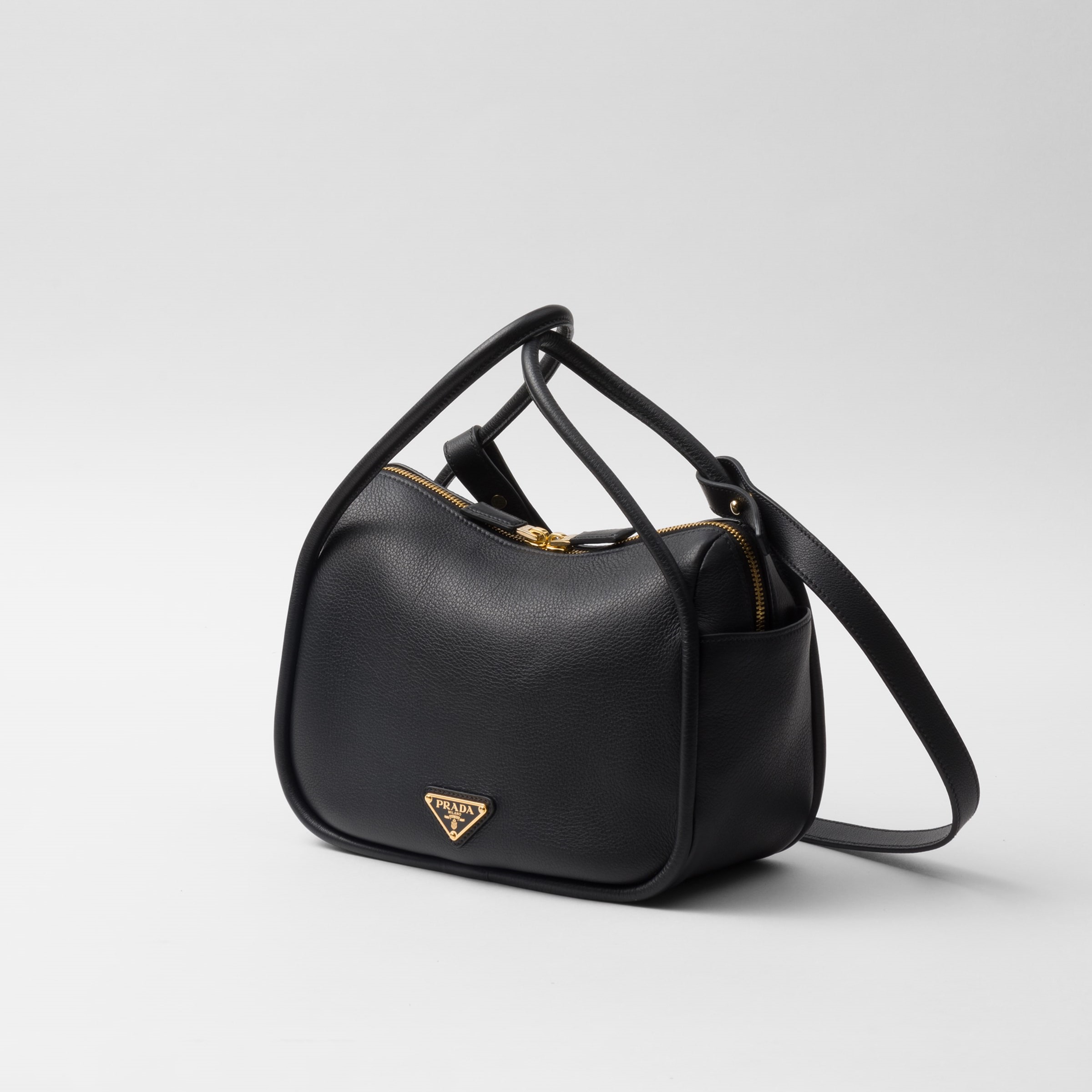 LEATHER HANDBAG, CALFSKIN – BLACK
