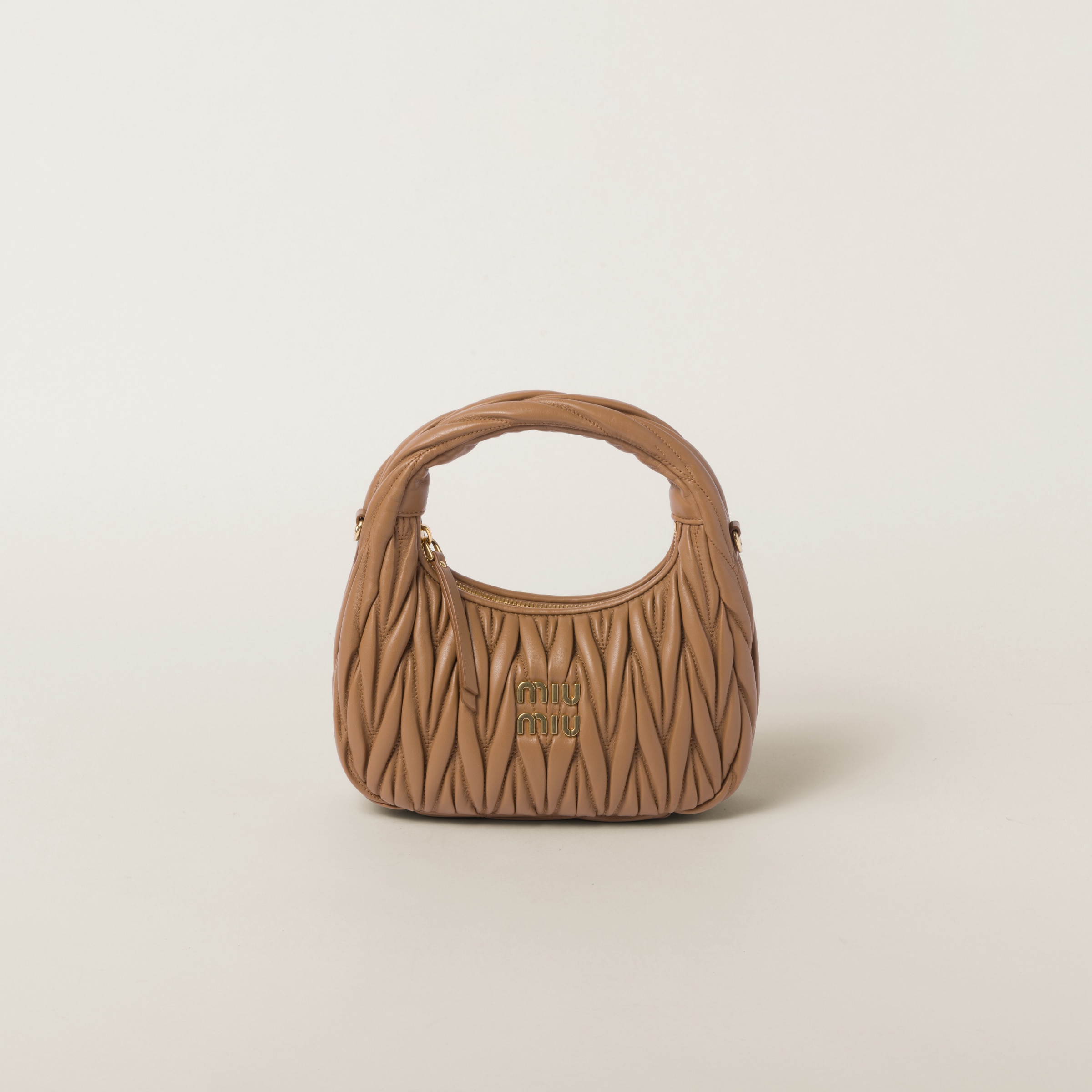 HOBO SHOULDER BAG, LAMBSKIN – CARAMEL