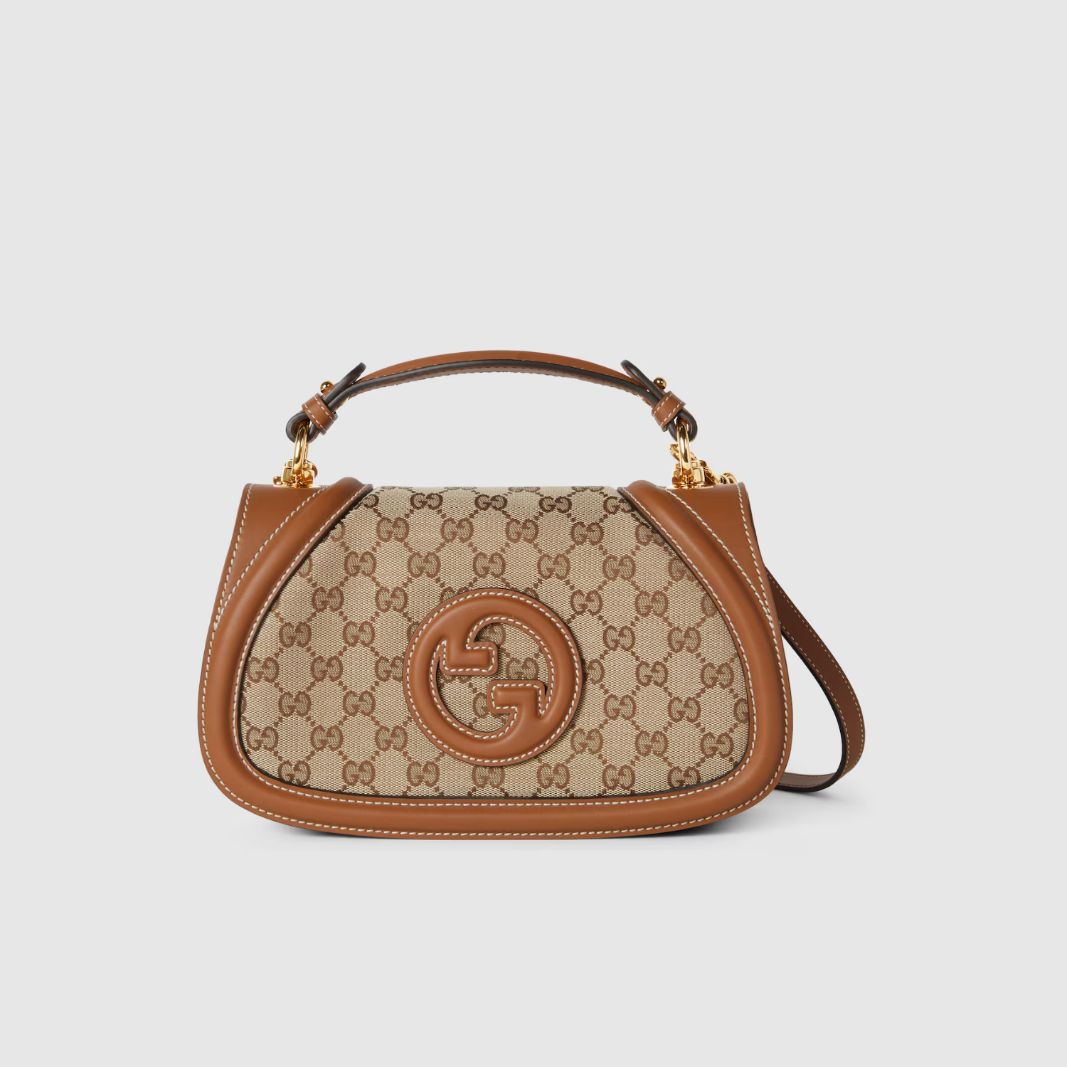 SMALL TOP HANDLE BAG – BEIGE AND DARK BROWN