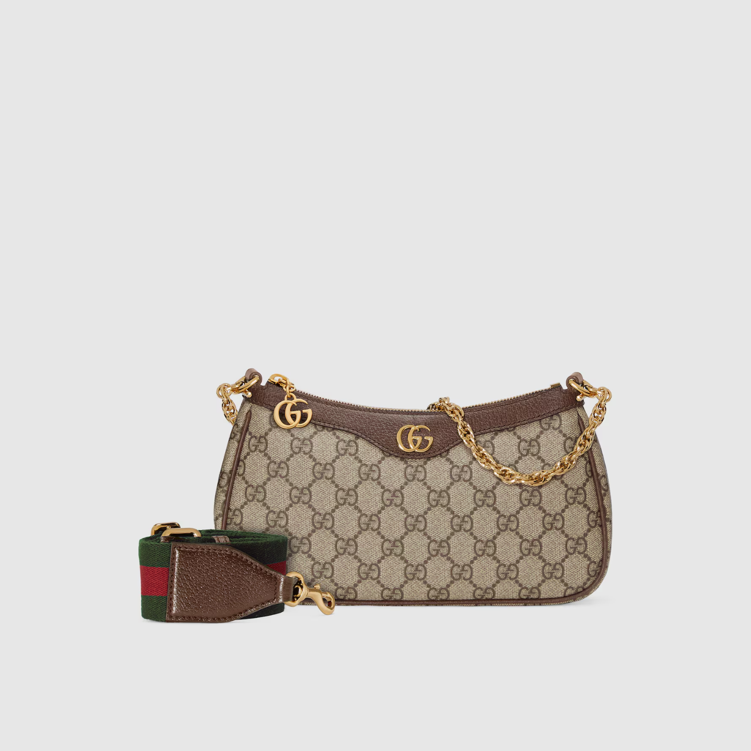 SMALL SHOULDER BAG, SUEDE – BEIGE AND DARK BROWN