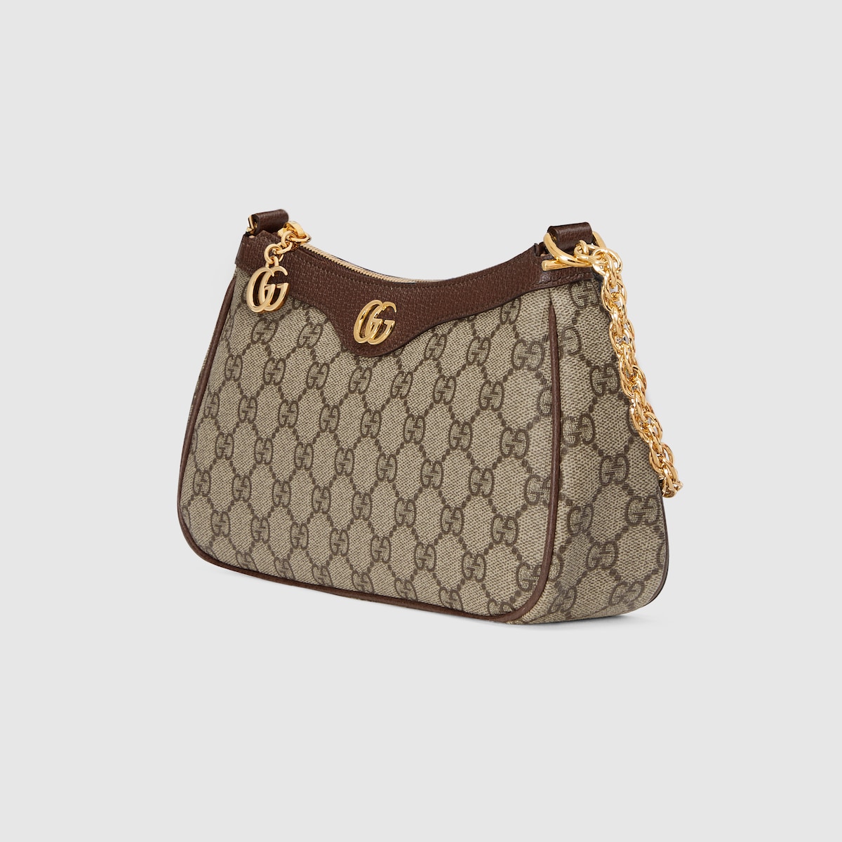 SMALL SHOULDER BAG, SUEDE – BEIGE AND DARK BROWN