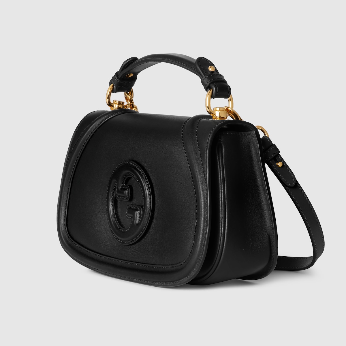 SMALL TOP HANDLE BAG, SMOOTH LEATHER – BLACK