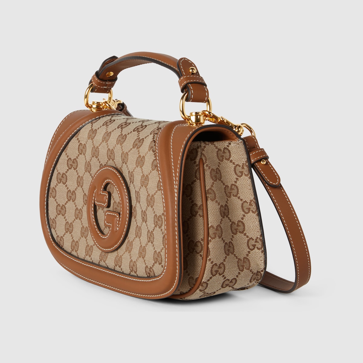 SMALL TOP HANDLE BAG – BEIGE AND DARK BROWN