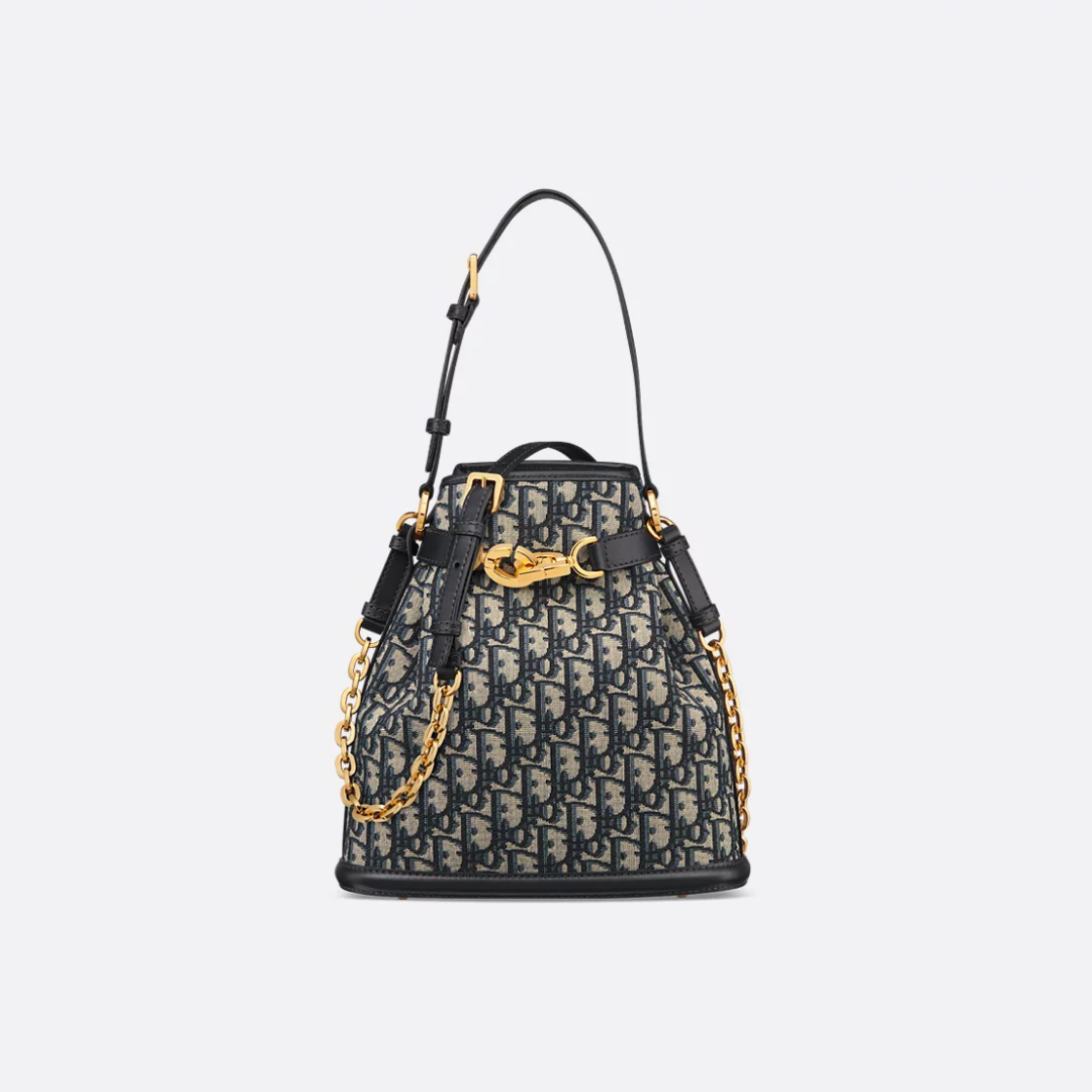 MEDIUM BUCKET BAG, CALFSKIN – BLUE