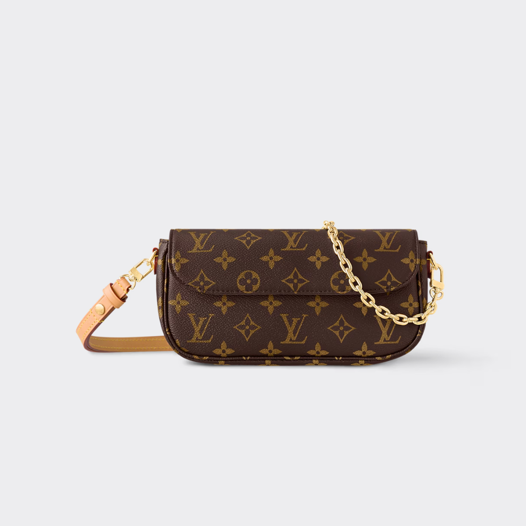 WALLET ON CHAIN, COATED CANVAS – BROWN