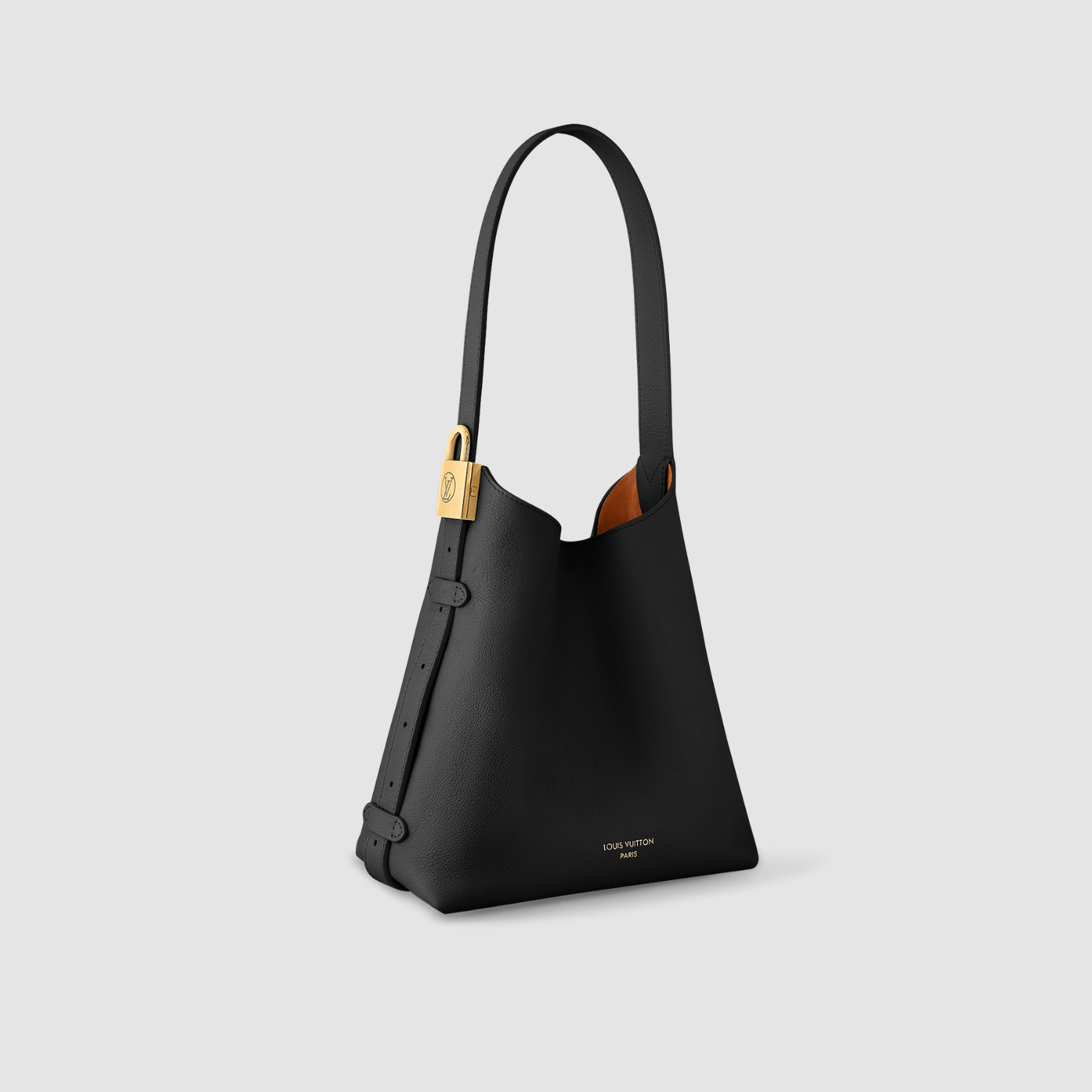 SMALL HOBO BAG, SMOOTH CALFSKIN – BLACK