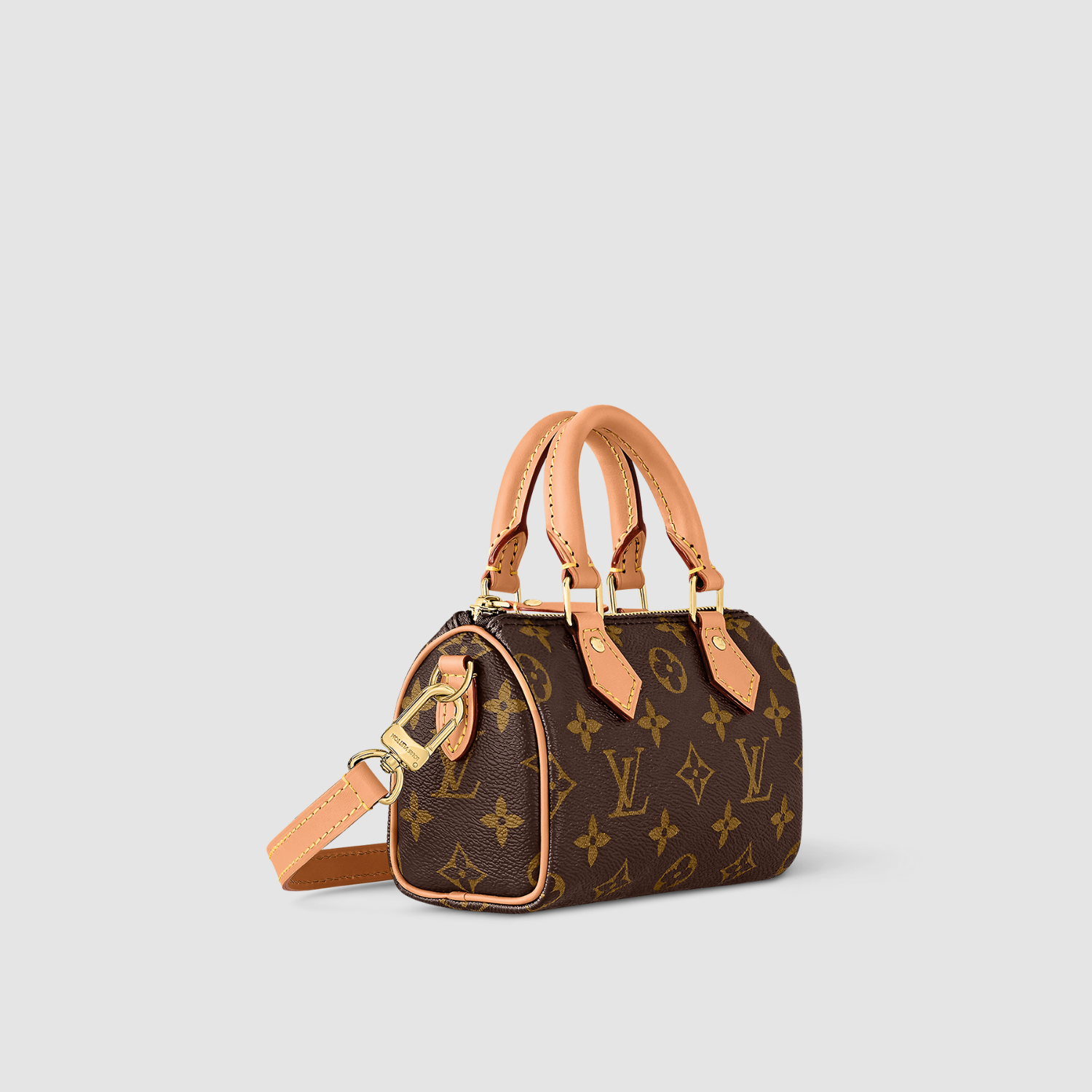 MINI TOP HANDLE BAG, COATED CANVAS – BROWN