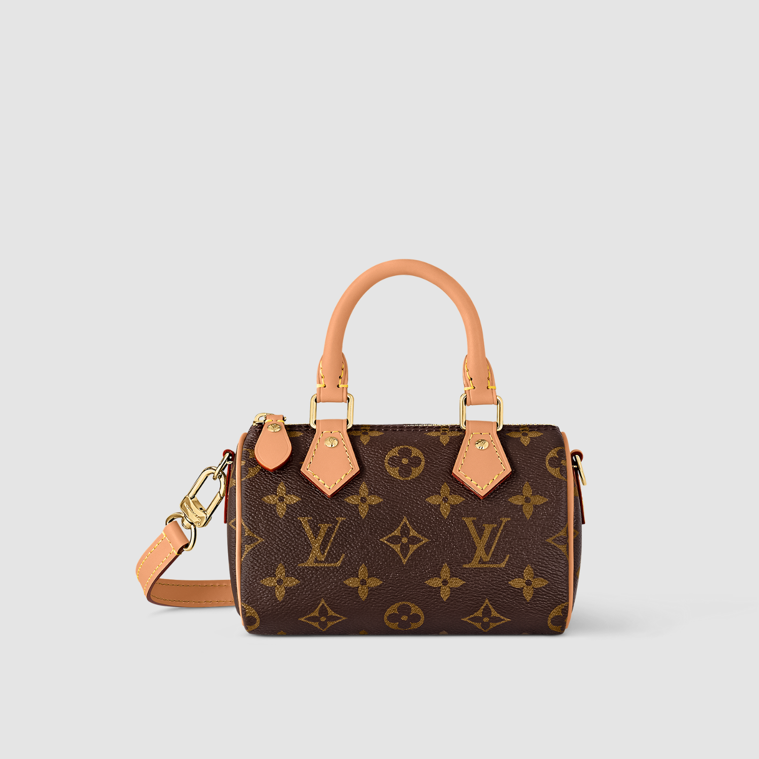 MINI TOP HANDLE BAG, COATED CANVAS – BROWN