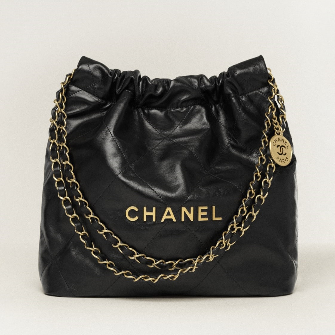 SMALL HANDBAG, SHINY CALFSKIN – BLACK