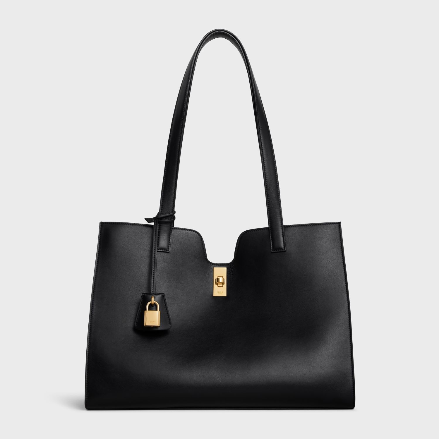 SOFT CABAS TOTE BAG, GRAINED CALFSKIN – BLACK