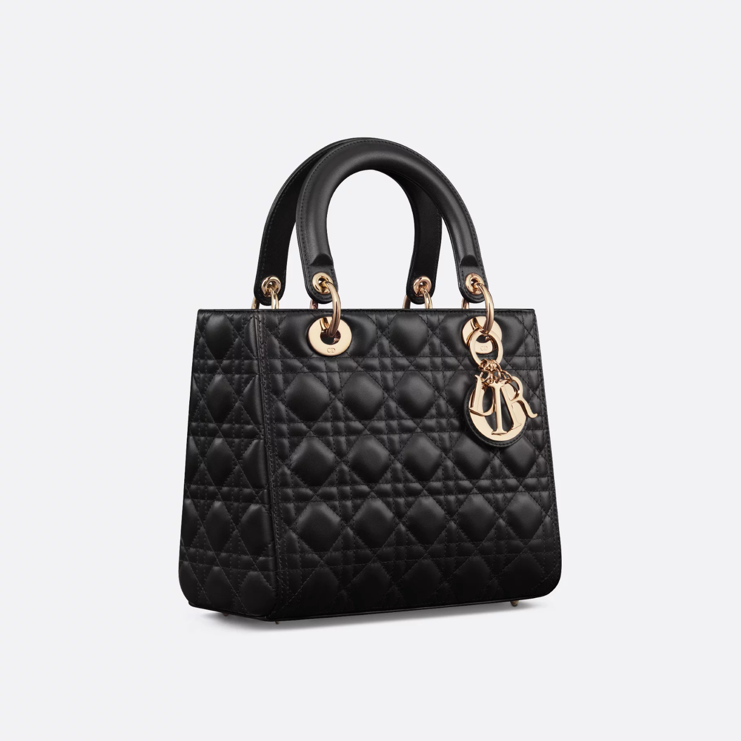 MEDIUM TOP HANDLE BAG, LAMBSKIN – BLACK