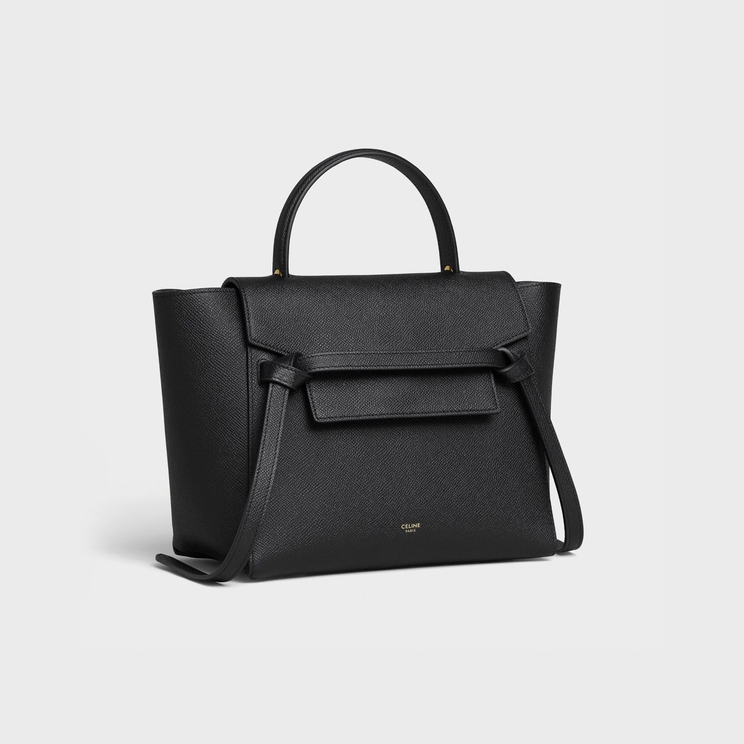 MICRO TOP HANDLE BAG, GRAINED CALFSKIN – BLACK