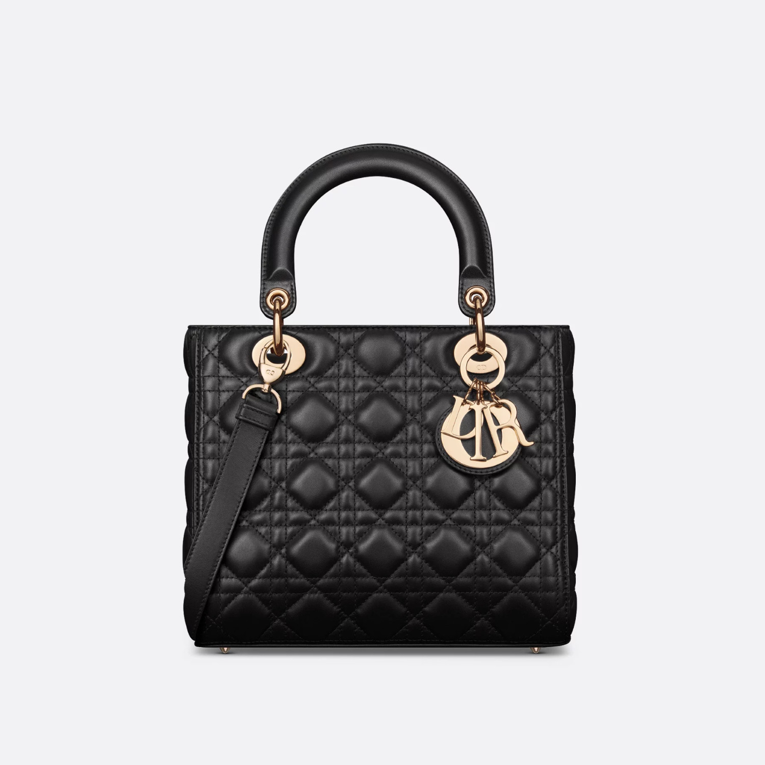 MEDIUM TOP HANDLE BAG, LAMBSKIN – BLACK