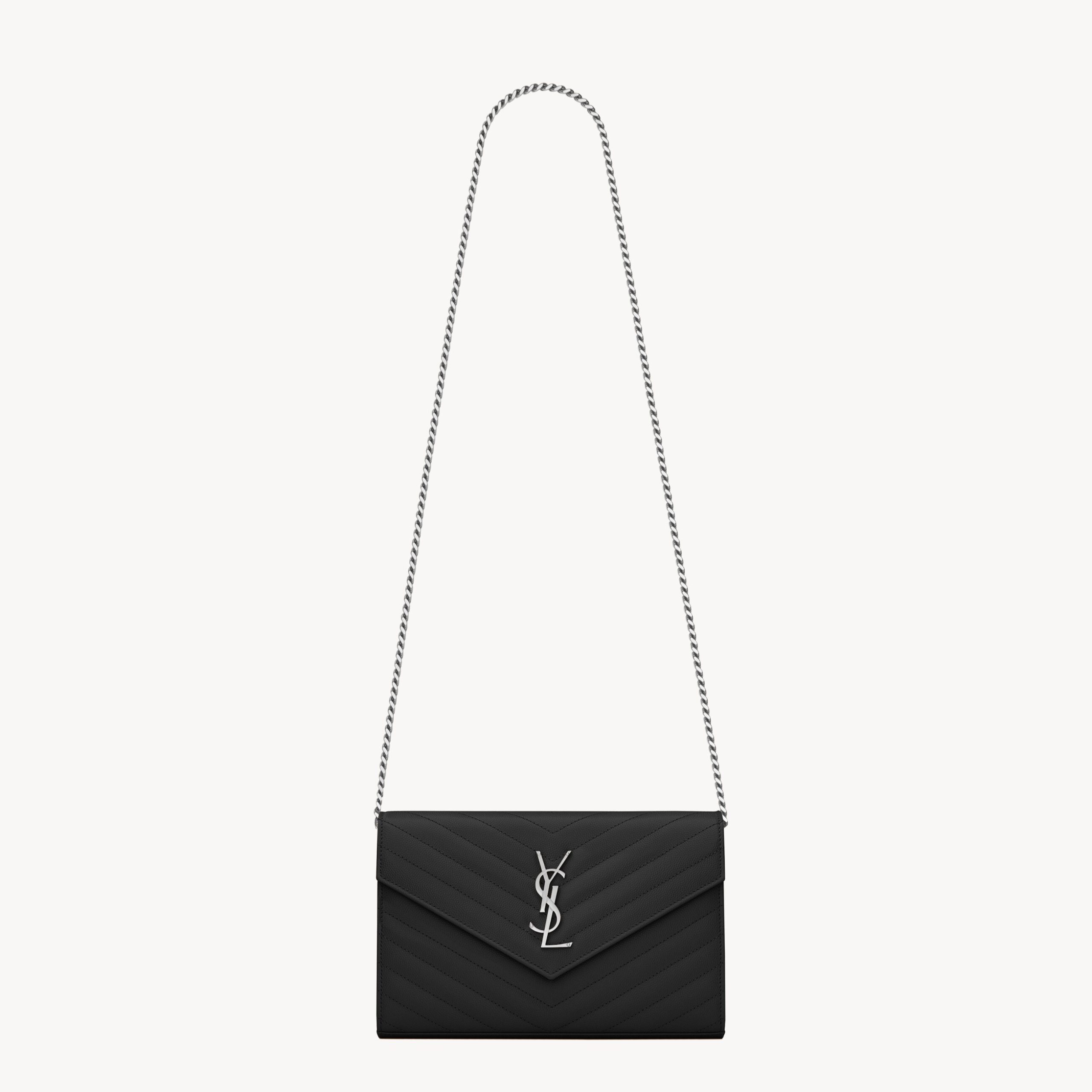 CLASSIC CHAIN WALLET, GRAIN DE POUDRE LEATHER – BLACK / SILVER