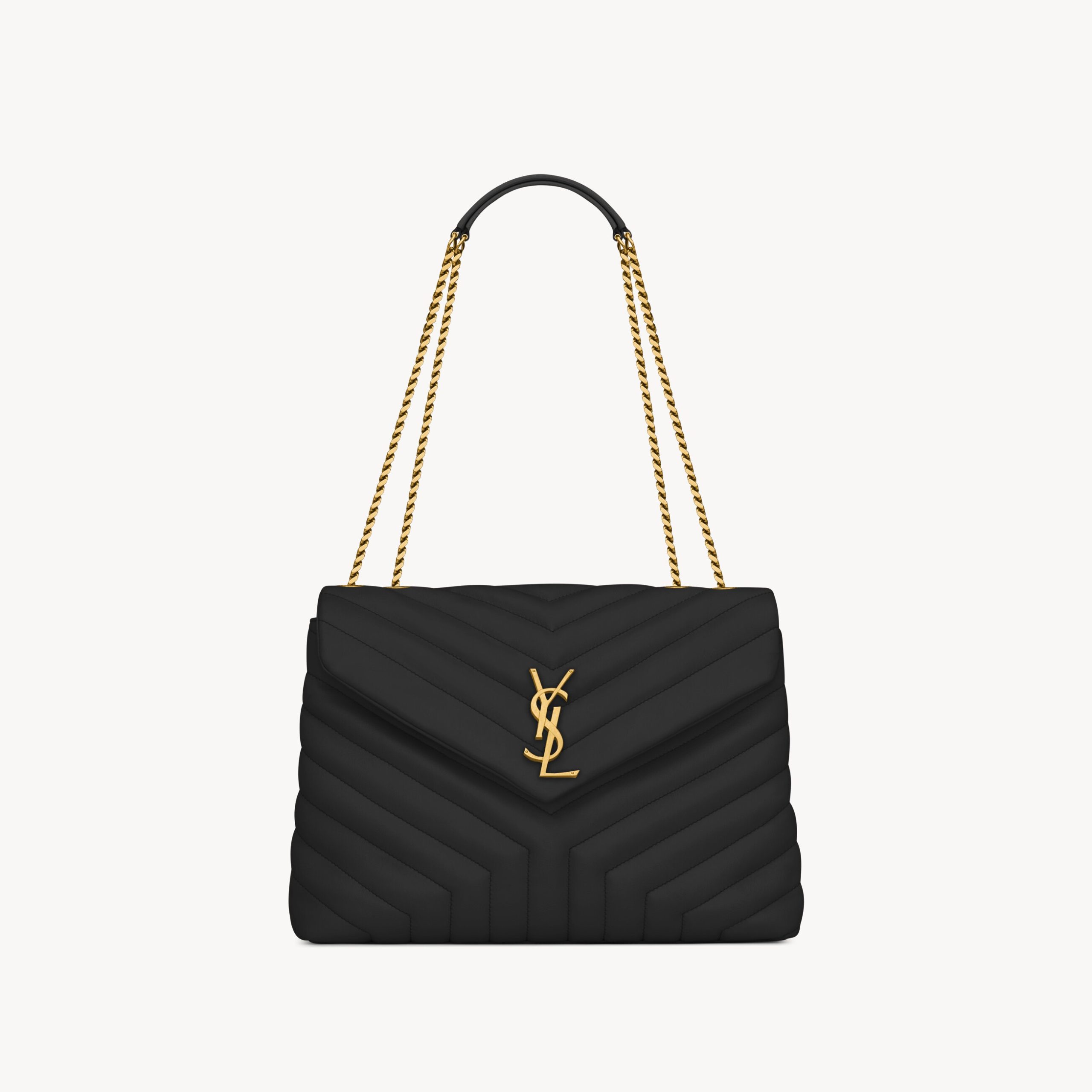 MEDIUM QUILTED SHOULDER BAG, LAMBSKIN – BLACK