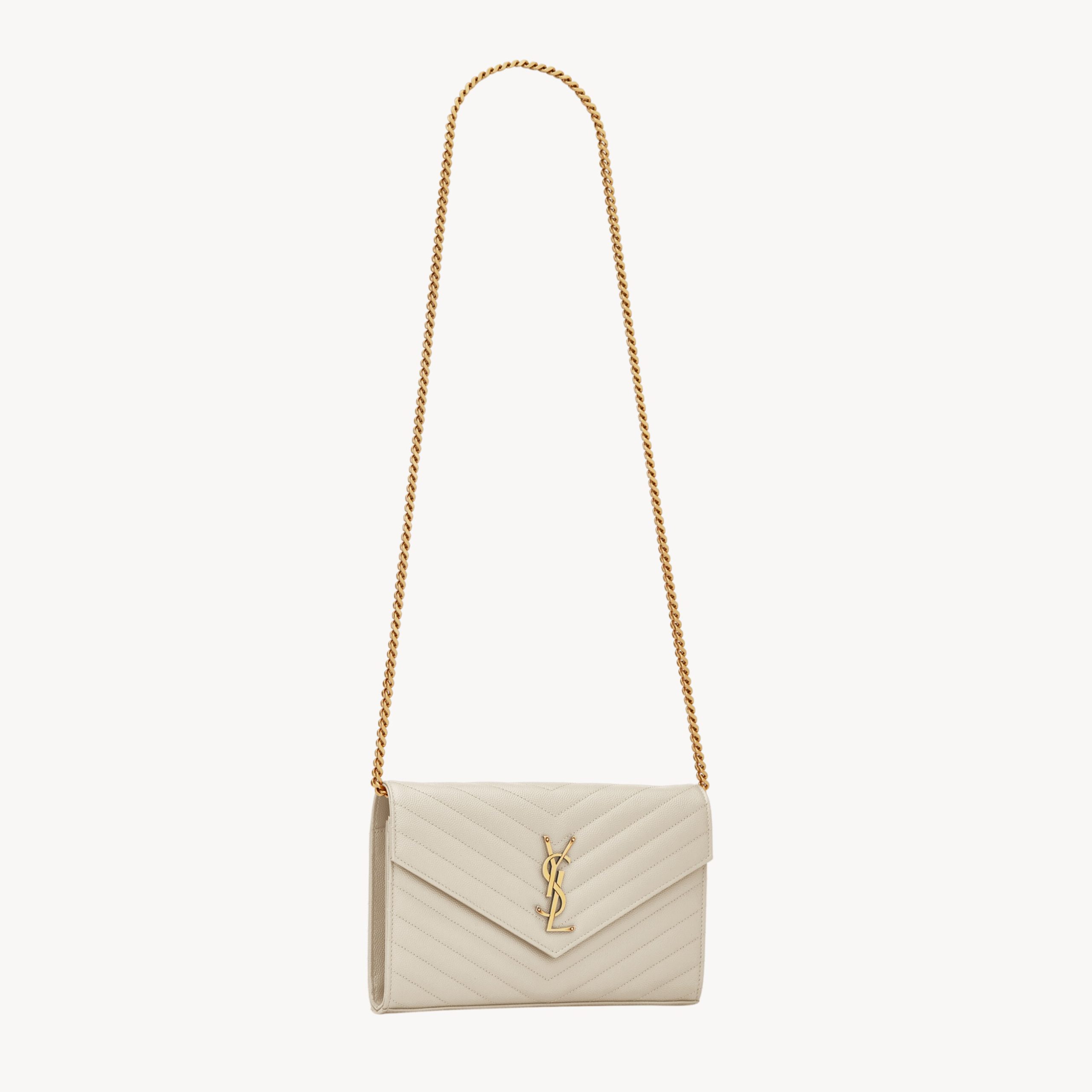 CLASSIC CHAIN WALLET, GRAIN DE POUDRE LEATHER – BLANC VINTAGE