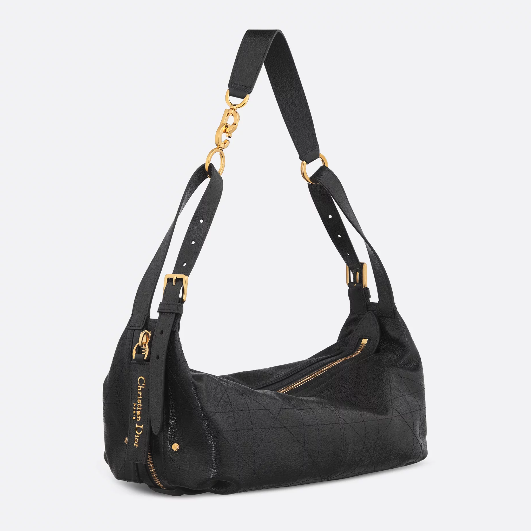 MEDIUM SHOULDER BAG, GOATSKIN – BLACK