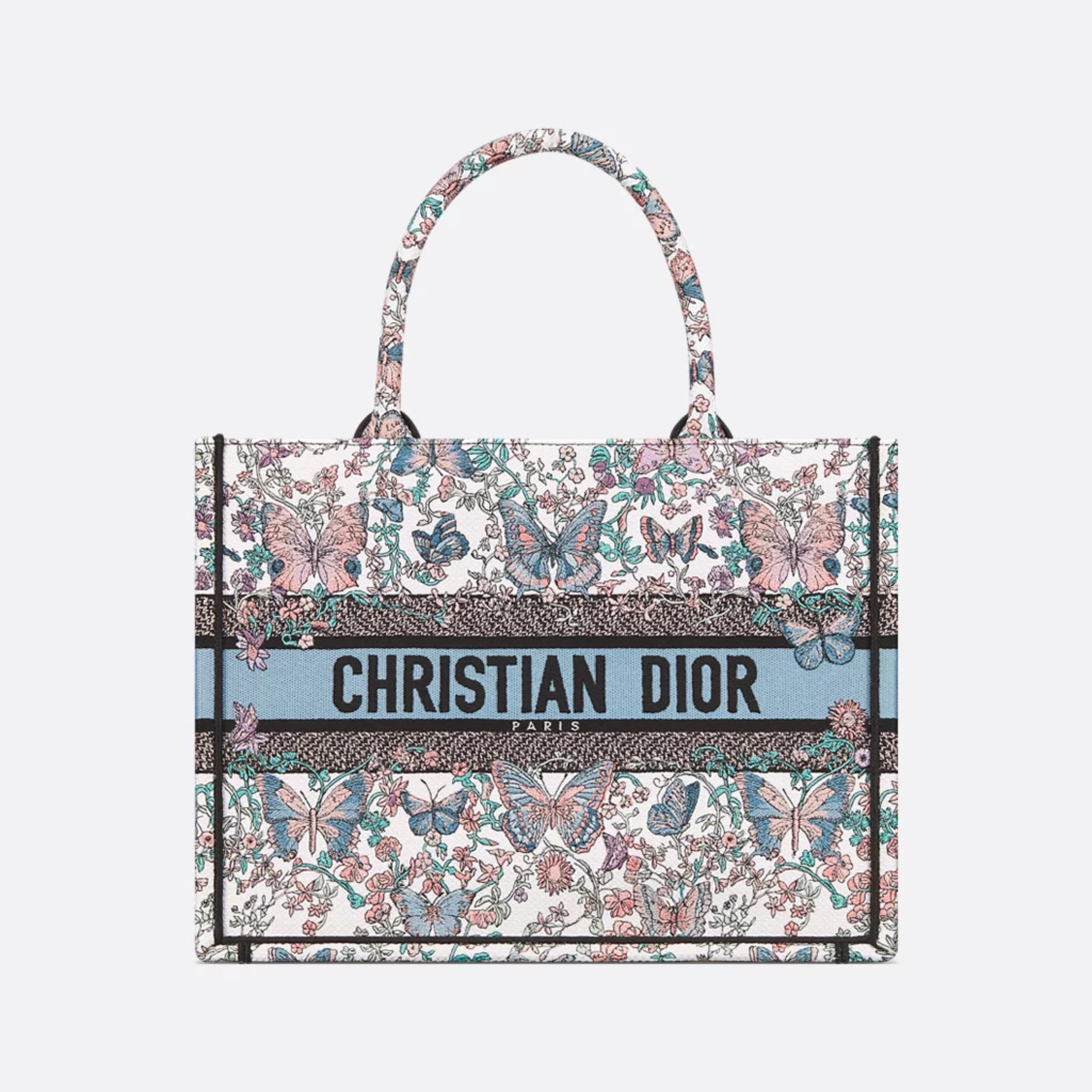 MEDIUM TOTE BAG, COTTON – WHITE AND BLUE