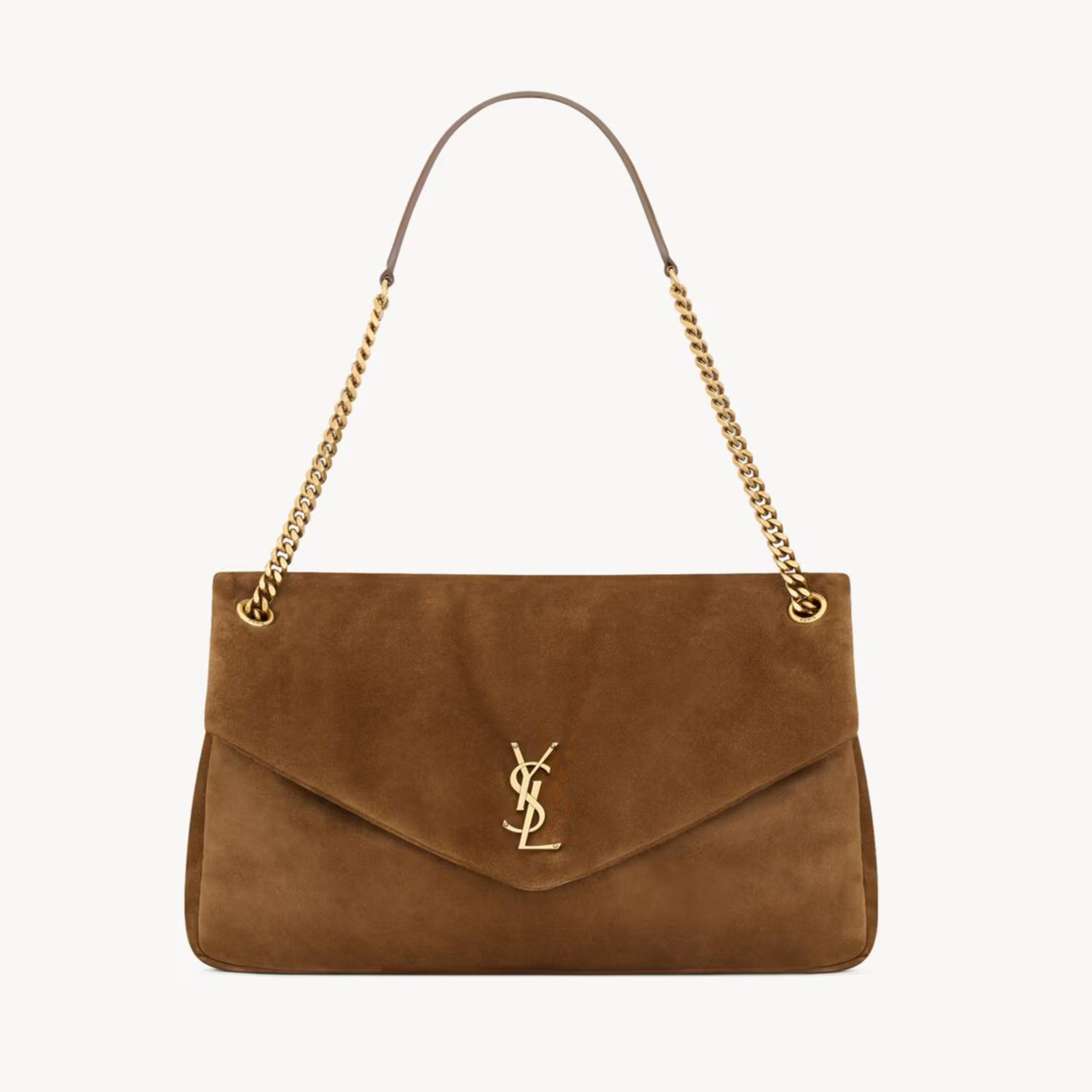XXL SHOULDER BAG, SUEDE – WARM CARAMEL COGNAC