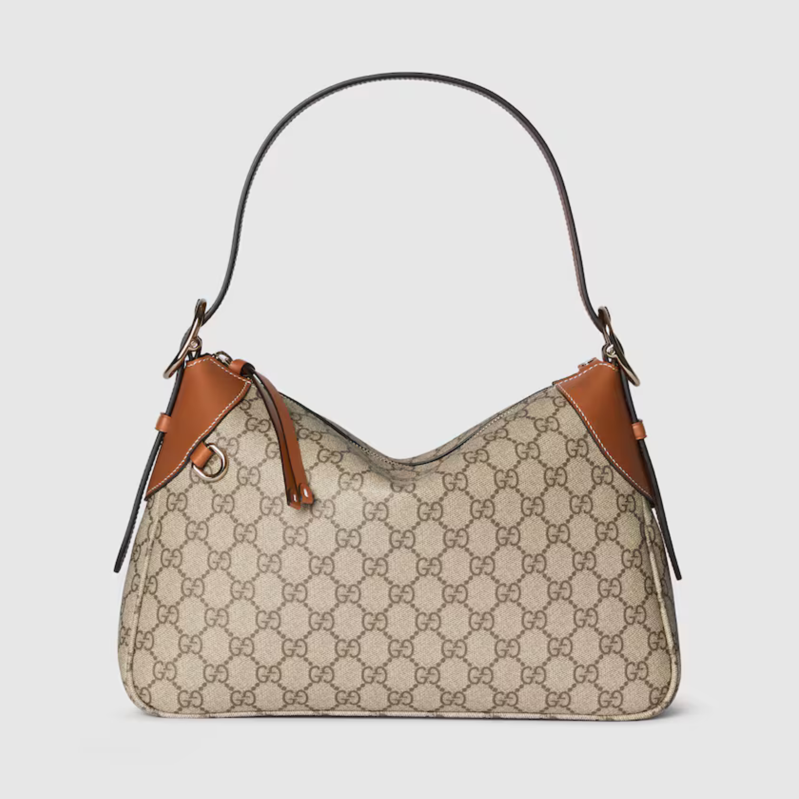 MEDIUM SHOULDER BAG – BEIGE AND DARK BROWN