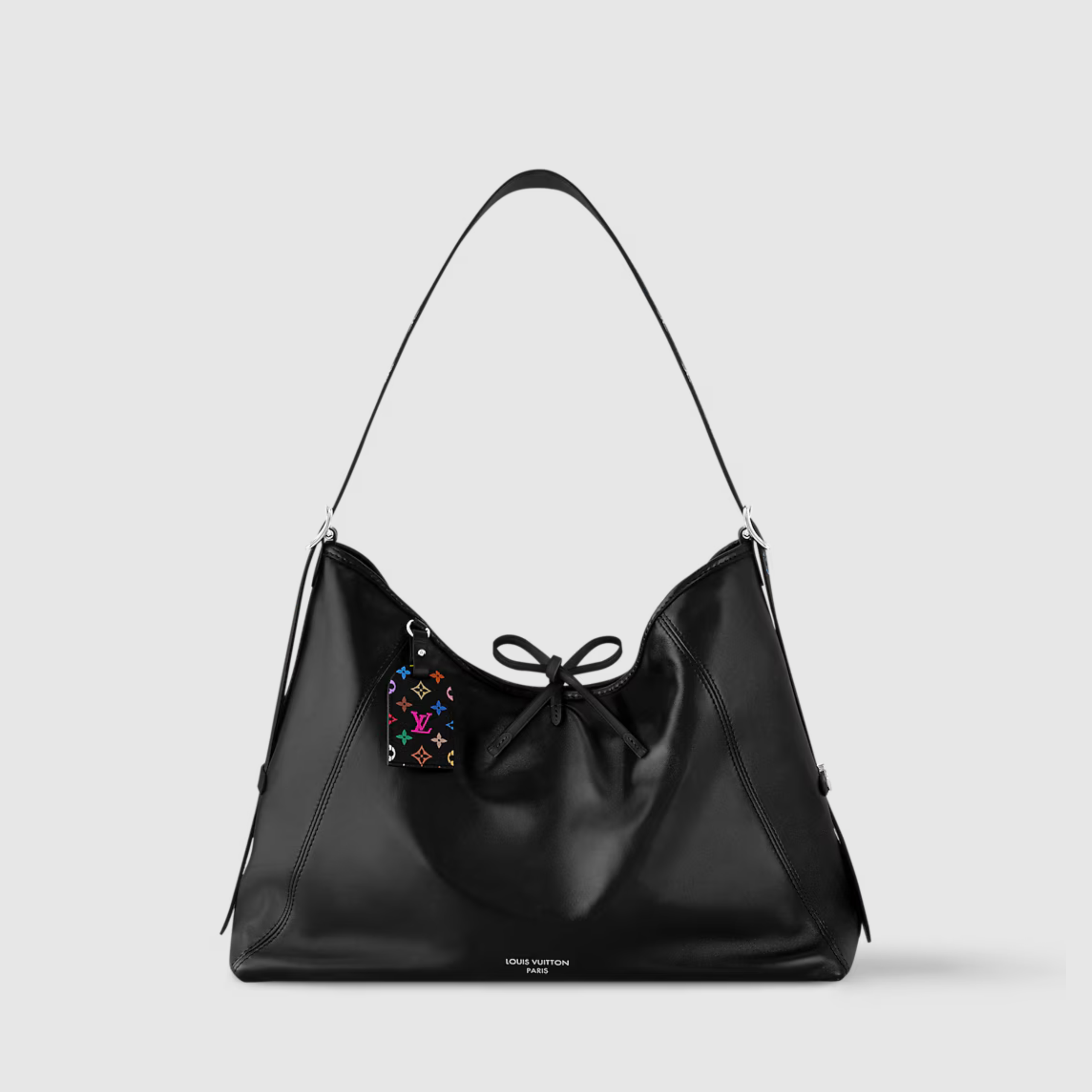 MEDIUM TOTE BAG, LAMBSKIN LEATHER – BLACK