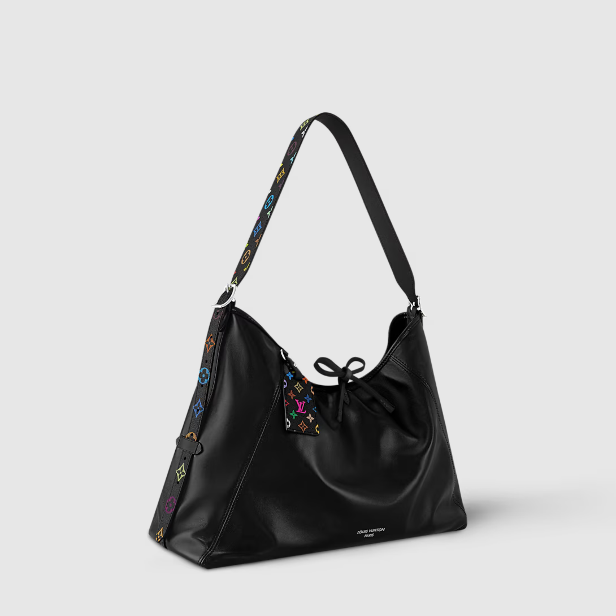 MEDIUM TOTE BAG, LAMBSKIN LEATHER – BLACK