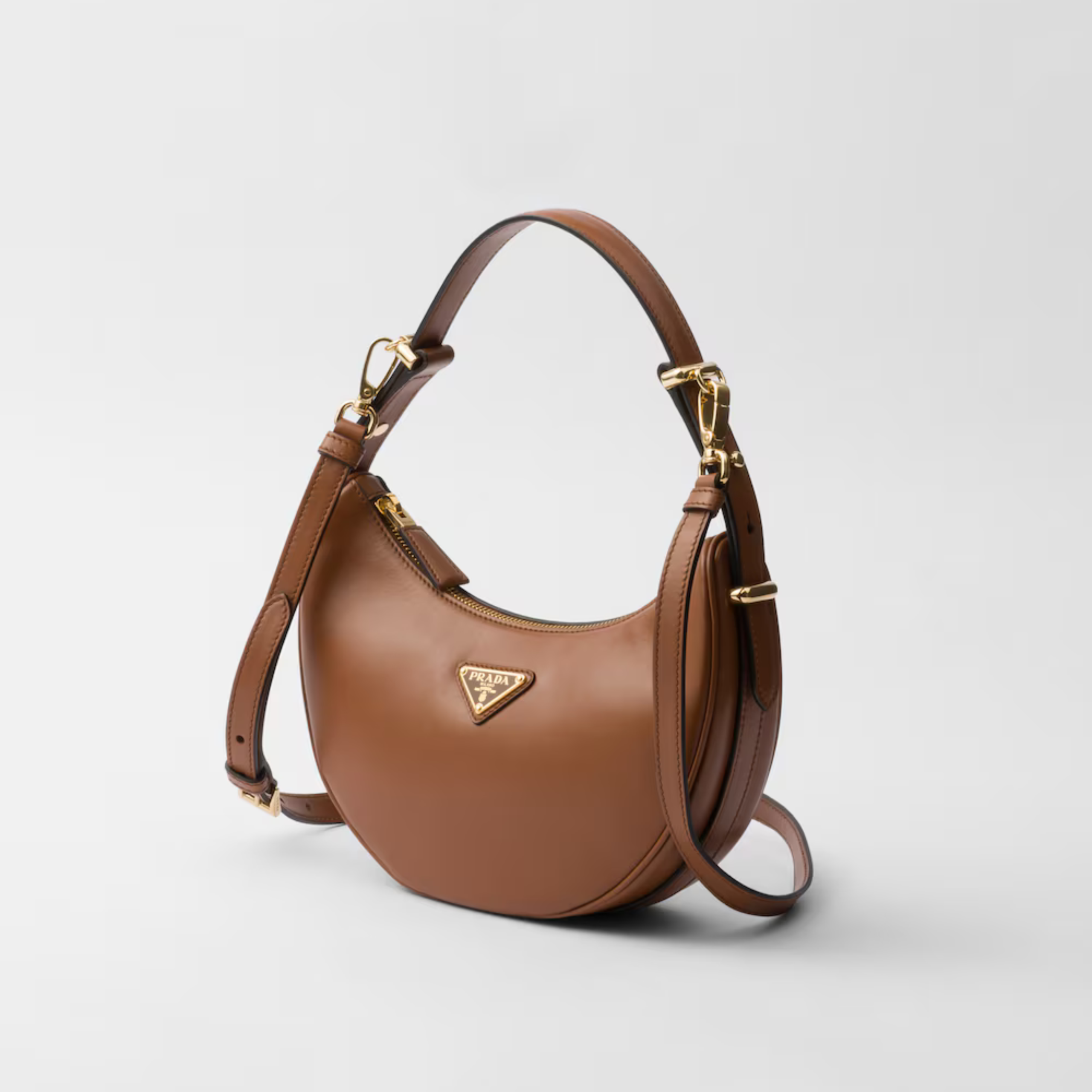 SMALL LEATHER SHOULDER BAG, CALFSKIN – COGNAC