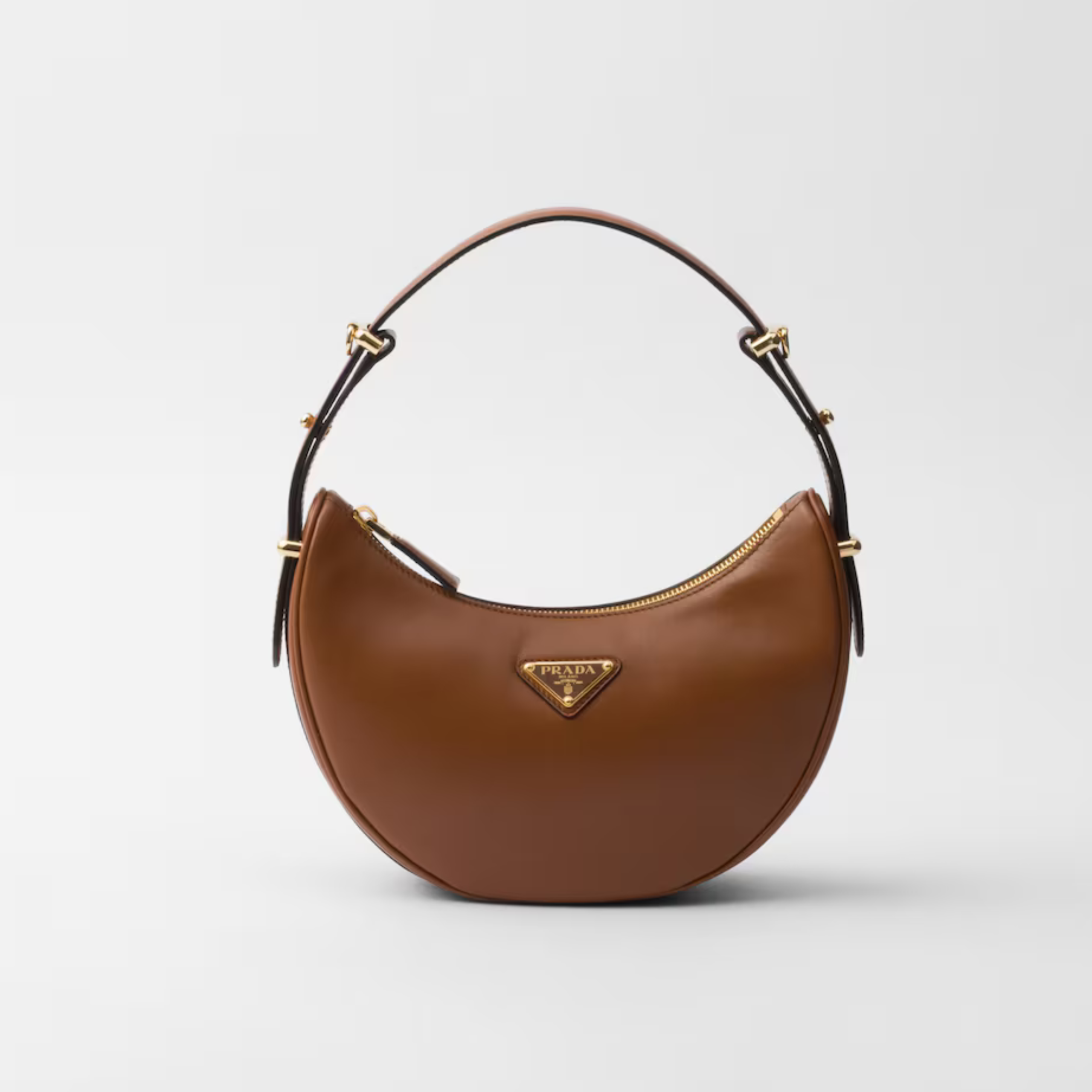 SMALL LEATHER SHOULDER BAG, CALFSKIN – COGNAC