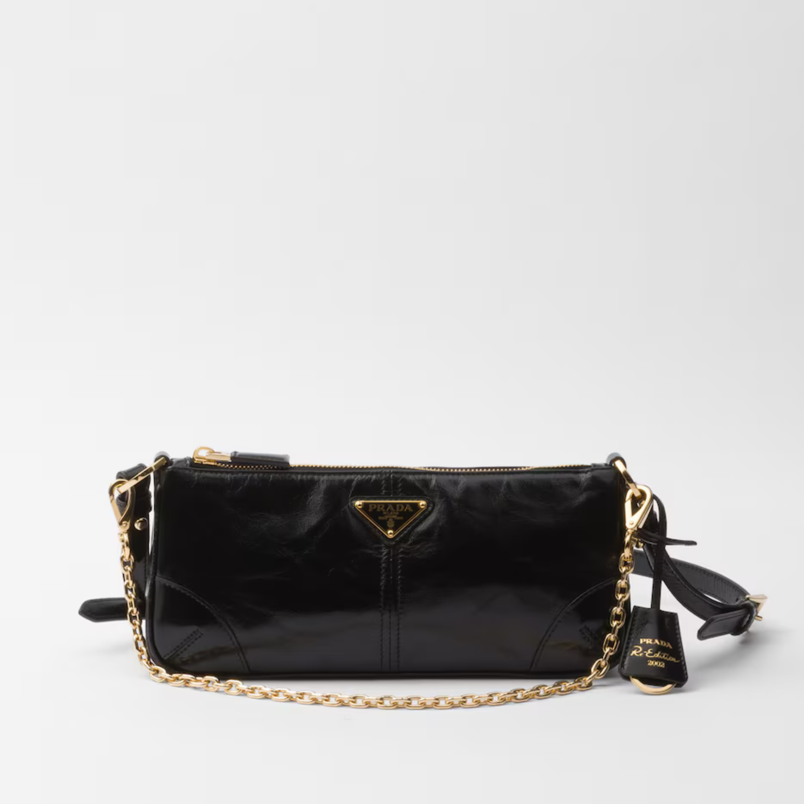 MEDIUM LEATHER SHOULDER BAG, CALFSKIN – BLACK
