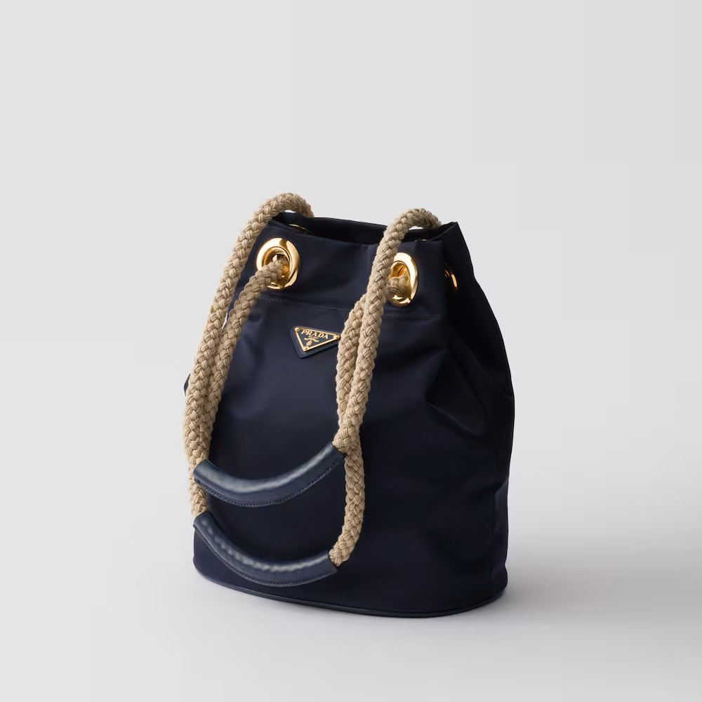 RE-NYLON SMALL BUCKET BAG, RECYCLED POLYAMIDE – BALTIC BLUE